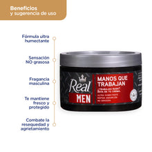 Cargar imagen en el visor de la galería, Manos que Trabajan Real Men Crema Sólida Corporal 220 g
